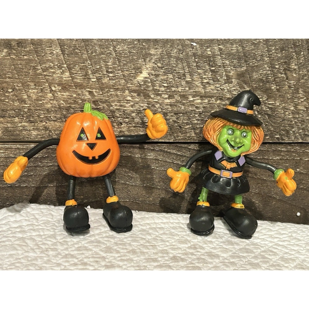 Bendable Witch  Pumpkin Toys Halloween Fun‎ World Easter Unlimited VTG Bendy